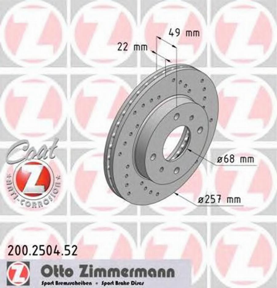 Zimmermann 200.2504.52 - Bremžu diski autospares.lv