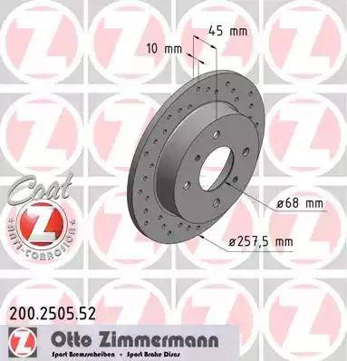 Zimmermann 200.2505.52 - Bremžu diski www.autospares.lv