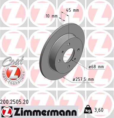 Zimmermann 200.2505.20 - Bremžu diski autospares.lv