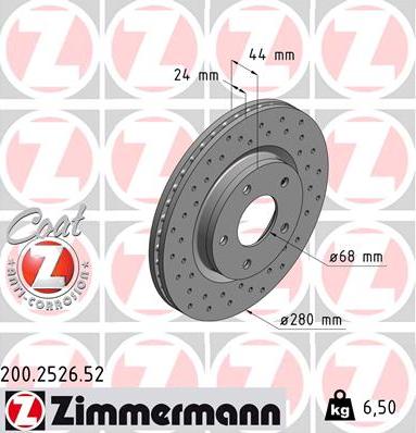 Zimmermann 200.2526.52 - Bremžu diski www.autospares.lv