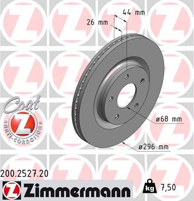 Zimmermann 200.2527.20 - Bremžu diski www.autospares.lv