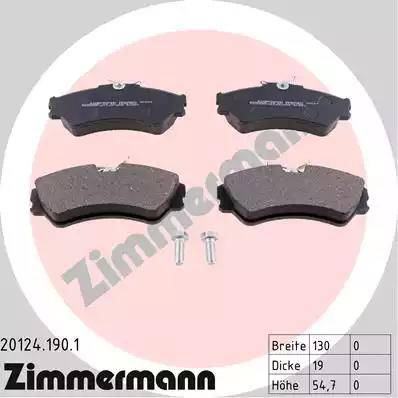 Zimmermann 20124.190.1 - Тормозные колодки, дисковые, комплект www.autospares.lv