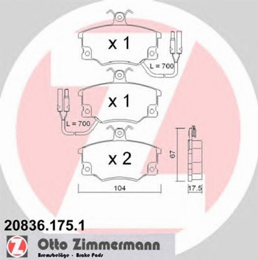 Zimmermann 208361751 - Bremžu uzliku kompl., Disku bremzes autospares.lv