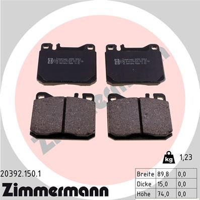 Zimmermann 20392.150.1 - Bremžu uzliku kompl., Disku bremzes www.autospares.lv