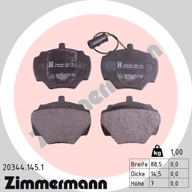 Zimmermann 20344.145.1 - Bremžu uzliku kompl., Disku bremzes www.autospares.lv