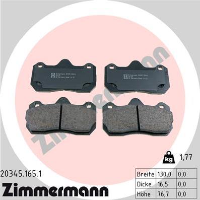 Zimmermann 20345.165.1 - Bremžu uzliku kompl., Disku bremzes autospares.lv