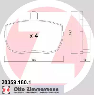 Zimmermann 20359.180.1 - Тормозные колодки, дисковые, комплект www.autospares.lv