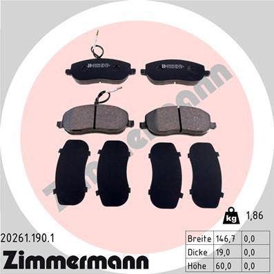 Zimmermann 20261.190.1 - Bremžu uzliku kompl., Disku bremzes www.autospares.lv