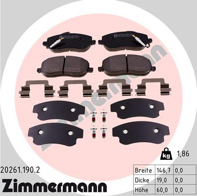 Zimmermann 20261.190.2 - Bremžu uzliku kompl., Disku bremzes www.autospares.lv