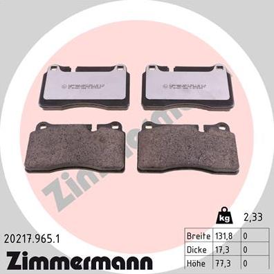 Zimmermann 20217.965.1 - Bremžu uzliku kompl., Disku bremzes www.autospares.lv