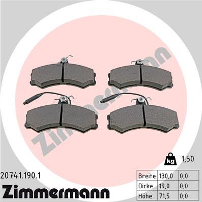 Zimmermann 20741.190.1 - Bremžu uzliku kompl., Disku bremzes www.autospares.lv