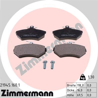 Zimmermann 21945.160.1 - Bremžu uzliku kompl., Disku bremzes www.autospares.lv