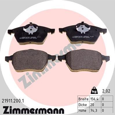 Zimmermann 21911.200.1 - Bremžu uzliku kompl., Disku bremzes www.autospares.lv