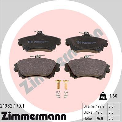 Zimmermann 21982.170.1 - Brake Pad Set, disc brake www.autospares.lv