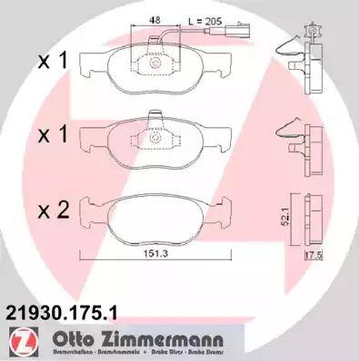 Zimmermann 21930.175.1 - Bremžu uzliku kompl., Disku bremzes autospares.lv