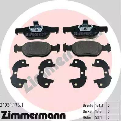 Zimmermann 21931.175.1 - Bremžu uzliku kompl., Disku bremzes www.autospares.lv