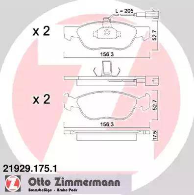 Zimmermann 21929.175.1 - Bremžu uzliku kompl., Disku bremzes www.autospares.lv