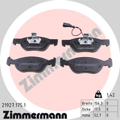 Zimmermann 21927.175.1 - Bremžu uzliku kompl., Disku bremzes www.autospares.lv