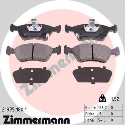 Zimmermann 21975.180.1 - Тормозные колодки, дисковые, комплект www.autospares.lv