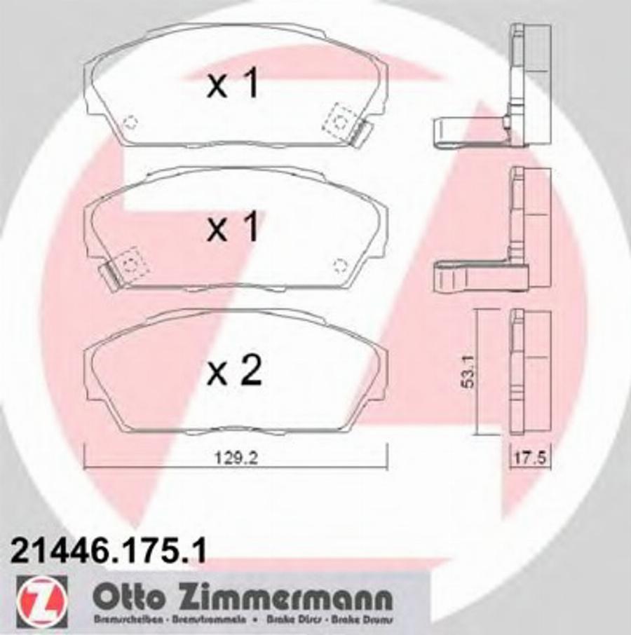 Zimmermann 214461751 - Тормозные колодки, дисковые, комплект www.autospares.lv