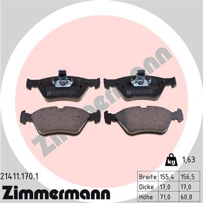 Zimmermann 21411.170.1 - Brake Pad Set, disc brake www.autospares.lv