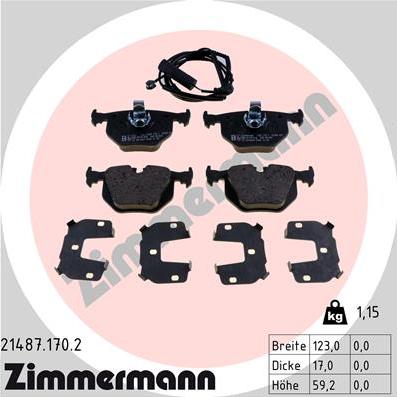 Zimmermann 21487.170.2 - Brake Pad Set, disc brake www.autospares.lv