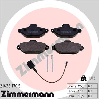 Zimmermann 21436.170.5 - Тормозные колодки, дисковые, комплект www.autospares.lv