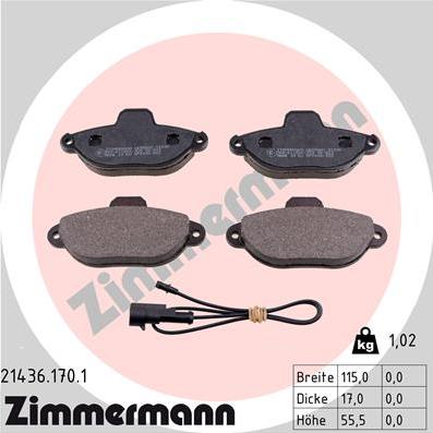 Zimmermann 21436.170.1 - Brake Pad Set, disc brake www.autospares.lv