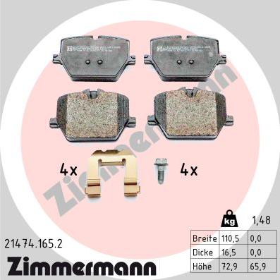 Zimmermann 21474.165.2 - Bremžu uzliku kompl., Disku bremzes www.autospares.lv