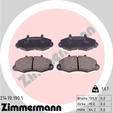 Zimmermann 21470.190.1 - Bremžu uzliku kompl., Disku bremzes www.autospares.lv