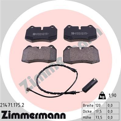 Zimmermann 21471.175.2 - Bremžu uzliku kompl., Disku bremzes www.autospares.lv