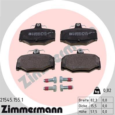 Zimmermann 21545.155.1 - Тормозные колодки, дисковые, комплект www.autospares.lv