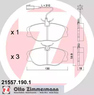 Zimmermann 21557.190.1 - Brake Pad Set, disc brake www.autospares.lv