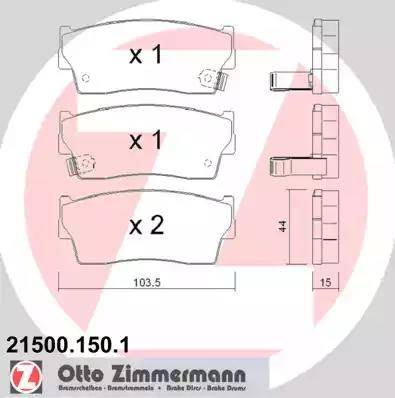 Zimmermann 21500.150.1 - Тормозные колодки, дисковые, комплект www.autospares.lv