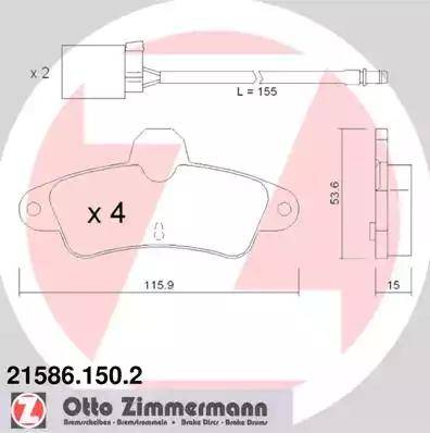 Zimmermann 21586.150.2 - Bremžu uzliku kompl., Disku bremzes www.autospares.lv