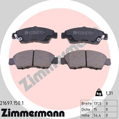 Zimmermann 21697.150.1 - Тормозные колодки, дисковые, комплект www.autospares.lv