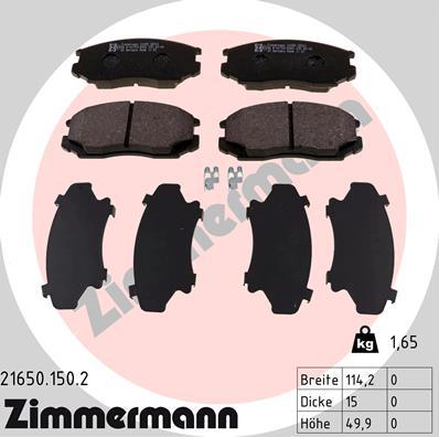 Zimmermann 21650.150.2 - Brake Pad Set, disc brake www.autospares.lv