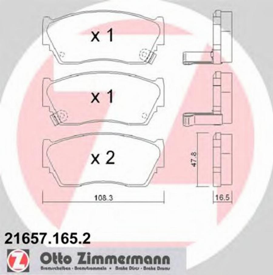 Zimmermann 21657.165.2 - Brake Pad Set, disc brake www.autospares.lv