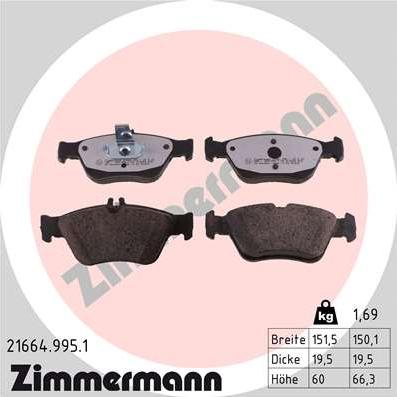 Zimmermann 21664.995.1 - Bremžu uzliku kompl., Disku bremzes www.autospares.lv