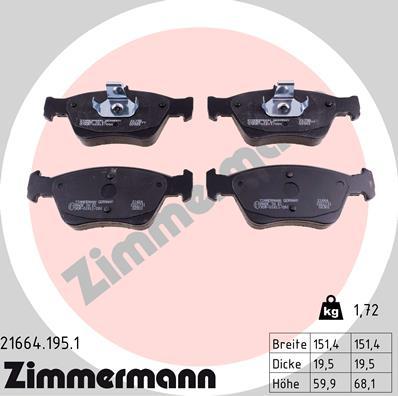 Zimmermann 21664.195.1 - Bremžu uzliku kompl., Disku bremzes www.autospares.lv