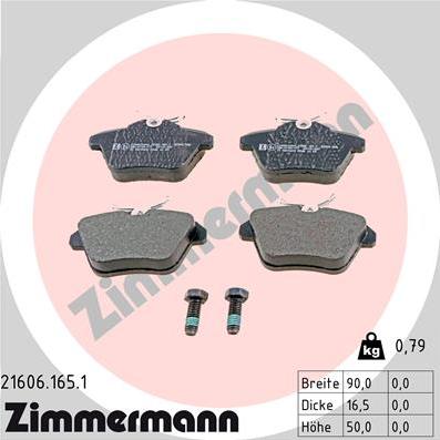 Zimmermann 21606.165.1 - Bremžu uzliku kompl., Disku bremzes autospares.lv