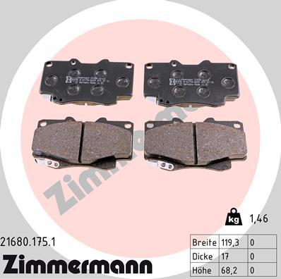 Zimmermann 21680.175.1 - Bremžu uzliku kompl., Disku bremzes autospares.lv