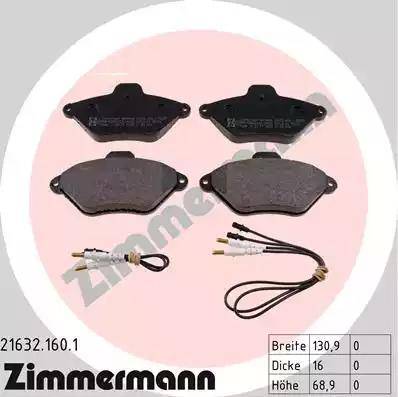 Zimmermann 21632.160.1 - Bremžu uzliku kompl., Disku bremzes www.autospares.lv