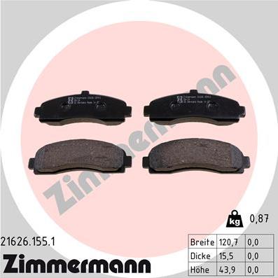 Zimmermann 21626.155.1 - Bremžu uzliku kompl., Disku bremzes www.autospares.lv