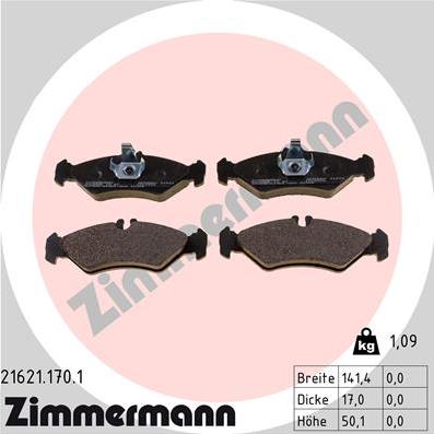 Zimmermann 21621.170.1 - Bremžu uzliku kompl., Disku bremzes www.autospares.lv