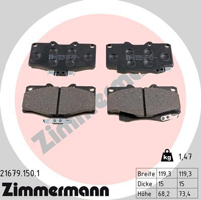 Zimmermann 21679.150.1 - Bremžu uzliku kompl., Disku bremzes www.autospares.lv