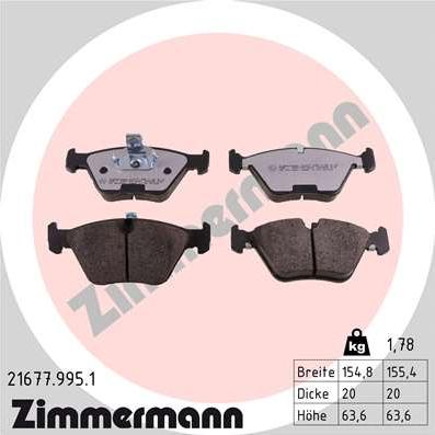 Zimmermann 21677.995.1 - Тормозные колодки, дисковые, комплект www.autospares.lv