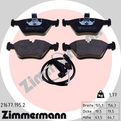 Zimmermann 21677.195.2 - Тормозные колодки, дисковые, комплект www.autospares.lv