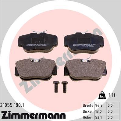 Zimmermann 21055.180.1 - Bremžu uzliku kompl., Disku bremzes www.autospares.lv