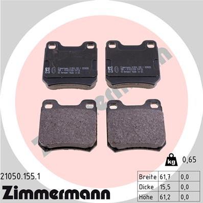 Zimmermann 21050.155.1 - Тормозные колодки, дисковые, комплект www.autospares.lv